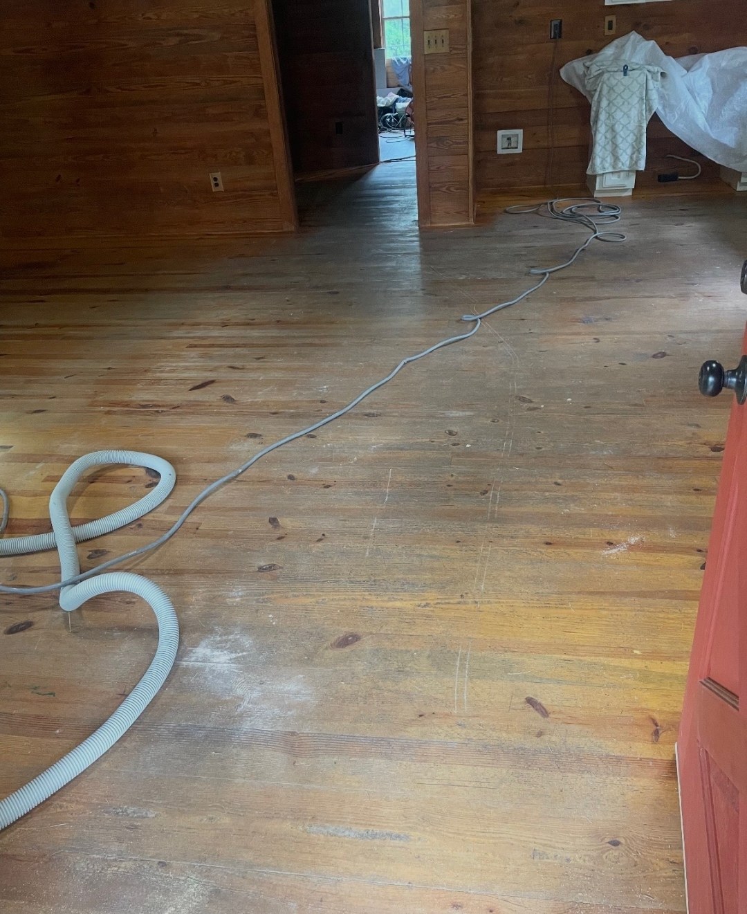 Pine floor refinish — before