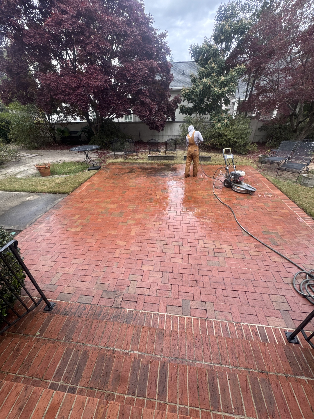Brick patio pressure washing