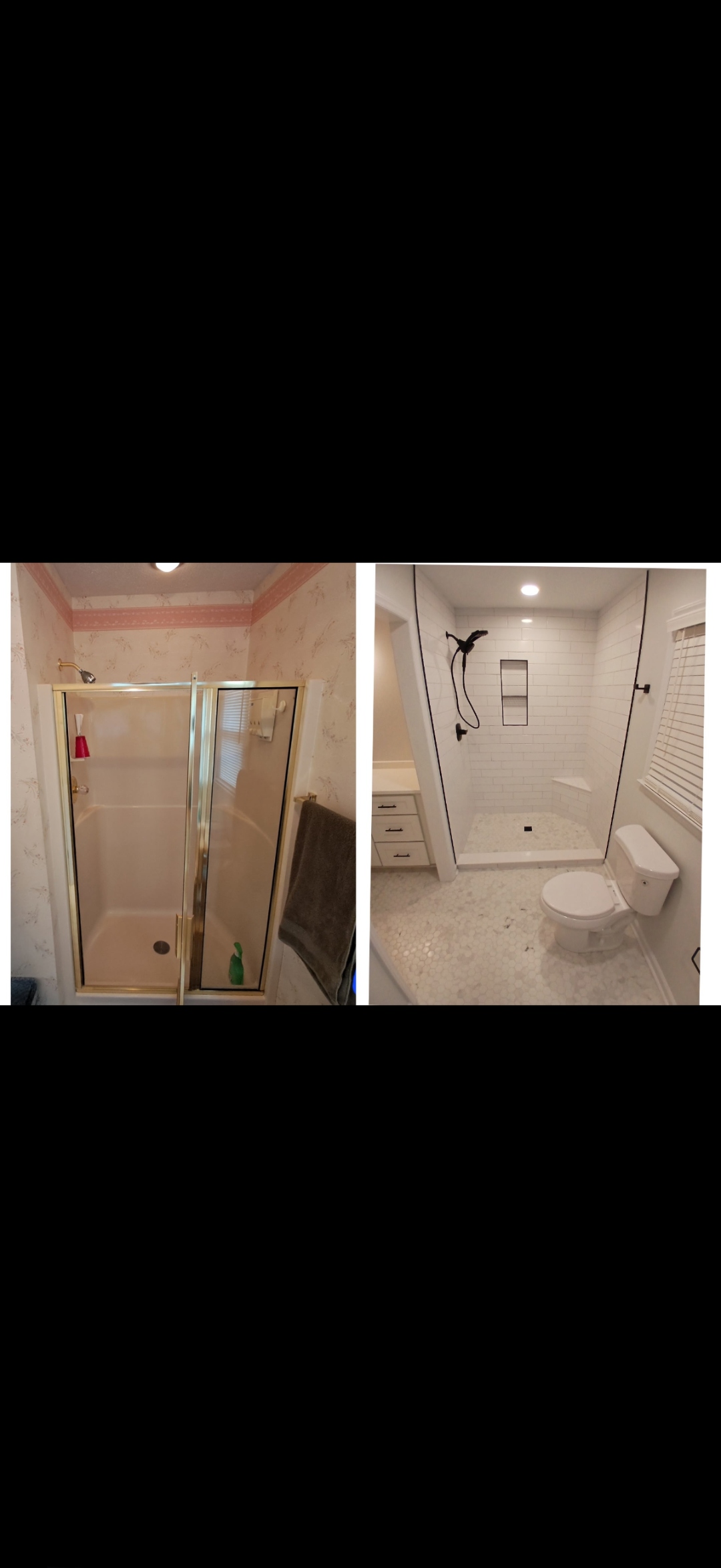 Shower remodel — before and after